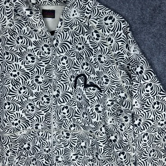 RARE Evisu Y2K 90’s Skulls Skeletons Zip Up Skater Hoodie Men’s Size 2XL